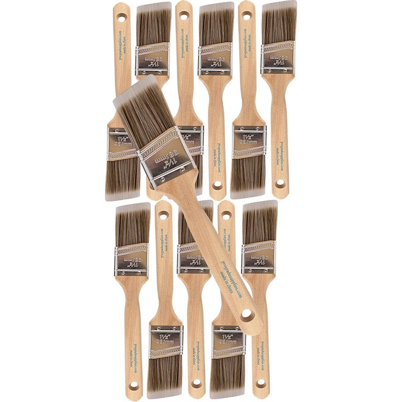 Pro-Grade Pro Grade - Paint Brushes - 12Ea 1.5" Angle Brushes - Image 1
